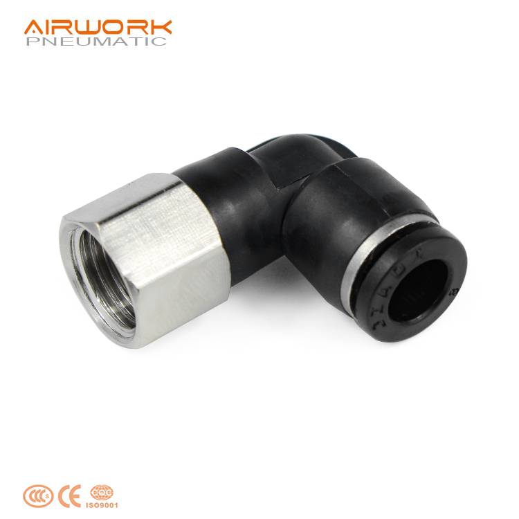 Plf 1/4" Pneumatic L 90 Degree Female Elbow Plastic Push In Fit Quick Connector Pe Pipe Fitting